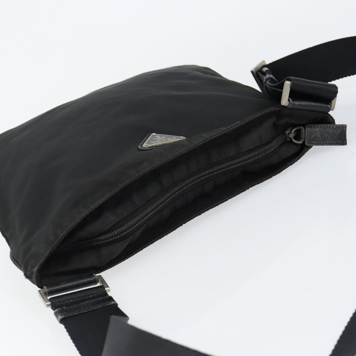 PRADA Shoulder Bag Nylon Black Silver Auth am9698