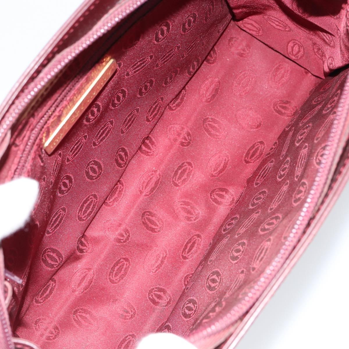CARTIER Must Line Clutch Bag Leather Bordeaux Gold Auth am9700