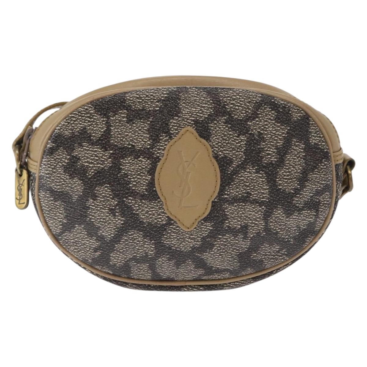 SAINT LAURENT Shoulder Bag PVC Leather Beige Auth am9701