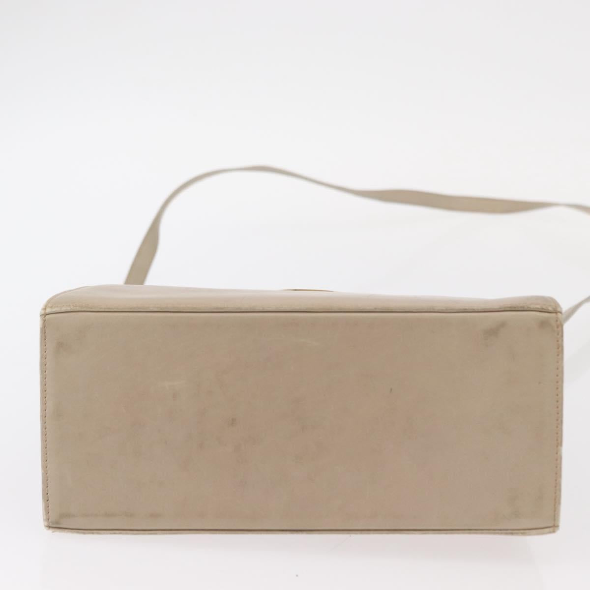 Salvatore Ferragamo Gancini Hand Bag Leather 2way Beige Silver Auth am9702