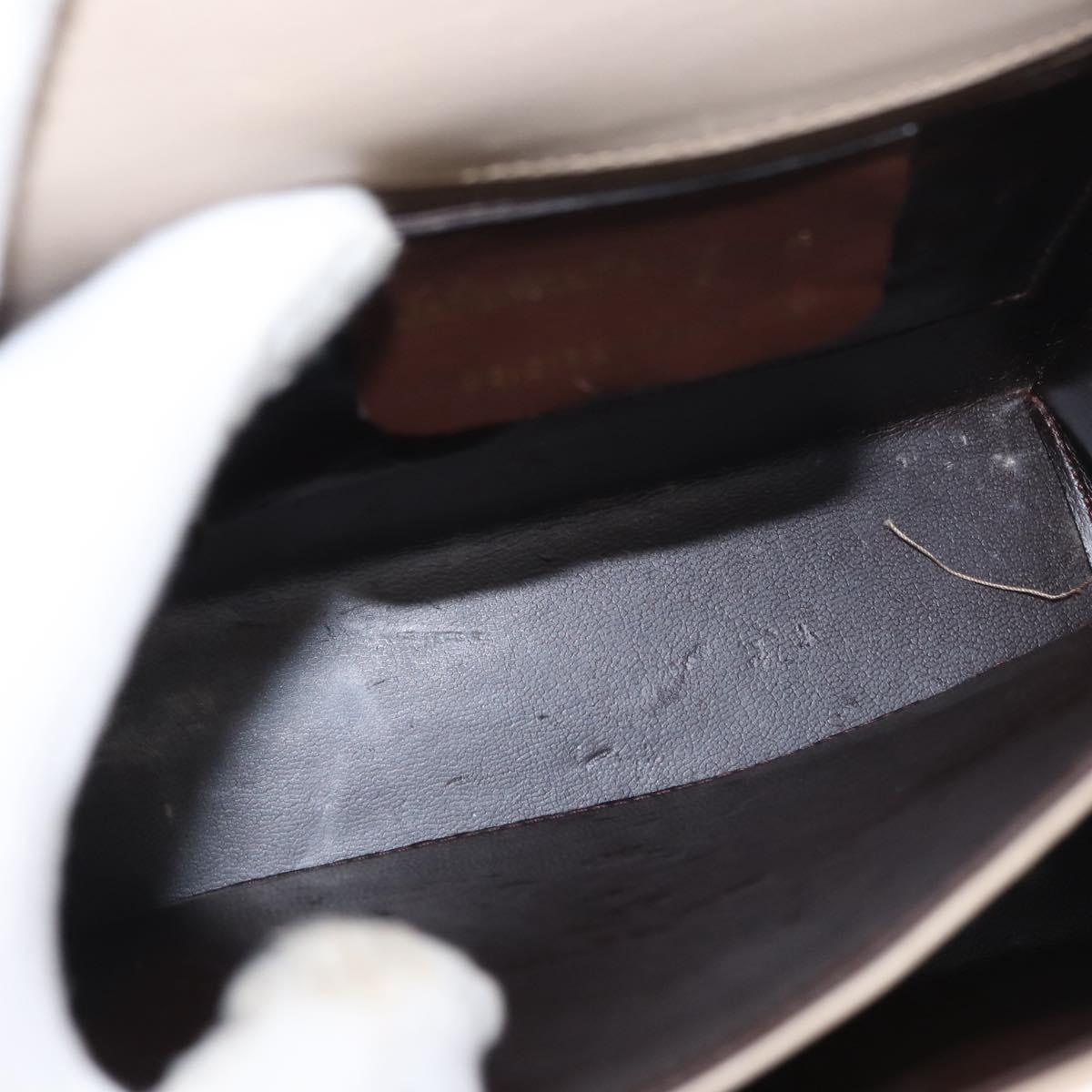 Salvatore Ferragamo Gancini Hand Bag Leather 2way Beige Silver Auth am9702