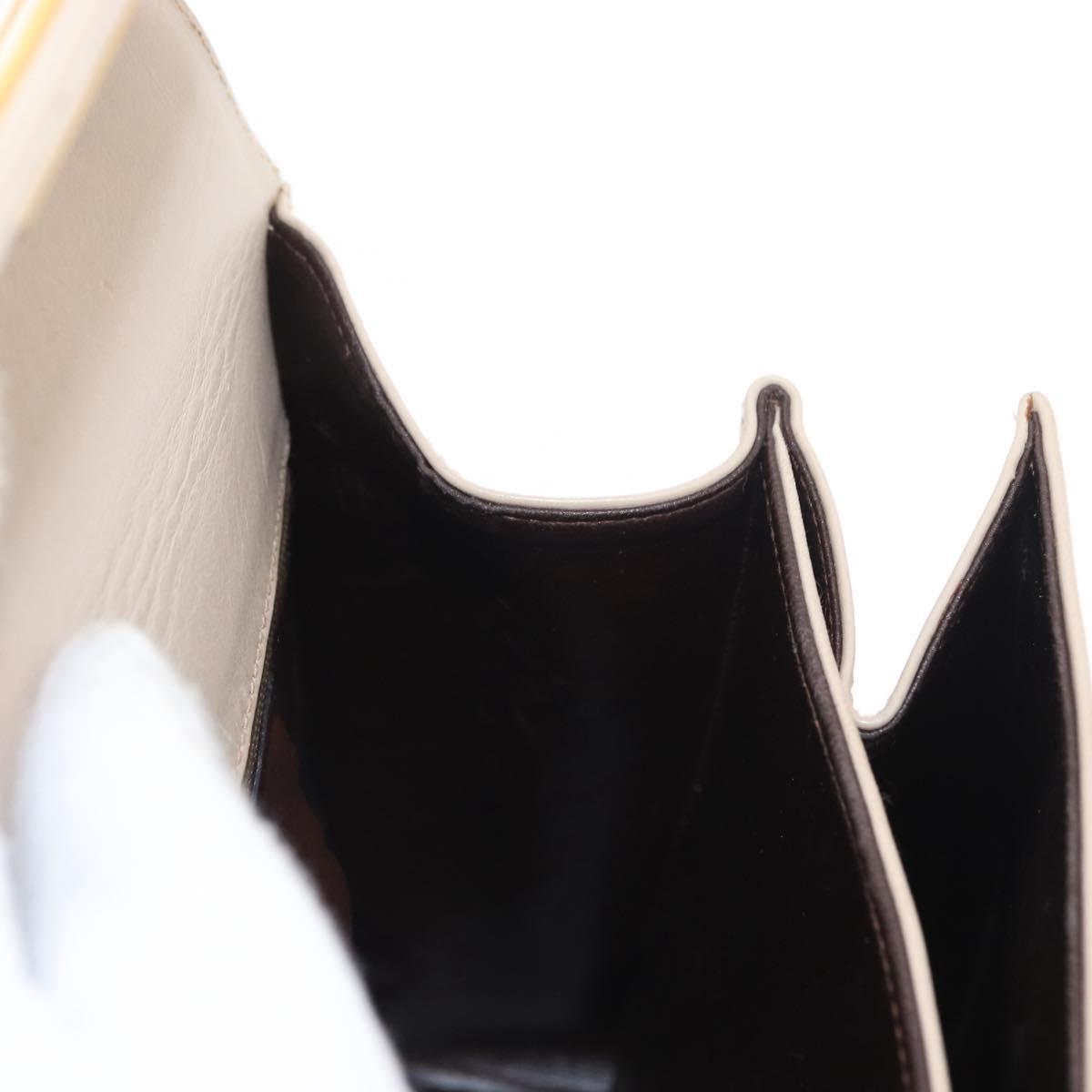 Salvatore Ferragamo Gancini Hand Bag Leather 2way Beige Silver Auth am9702