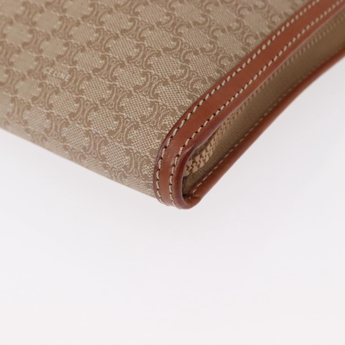 CELINE Macadam Canvas Clutch Bag PVC Beige Gold Auth am9703