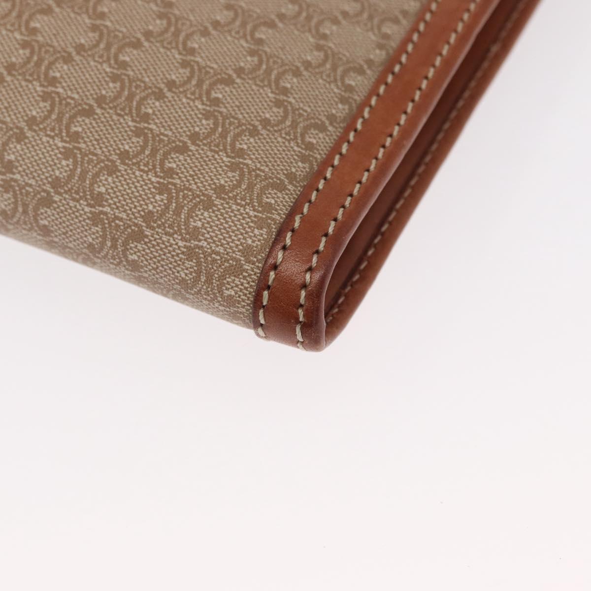 CELINE Macadam Canvas Clutch Bag PVC Beige Gold Auth am9703