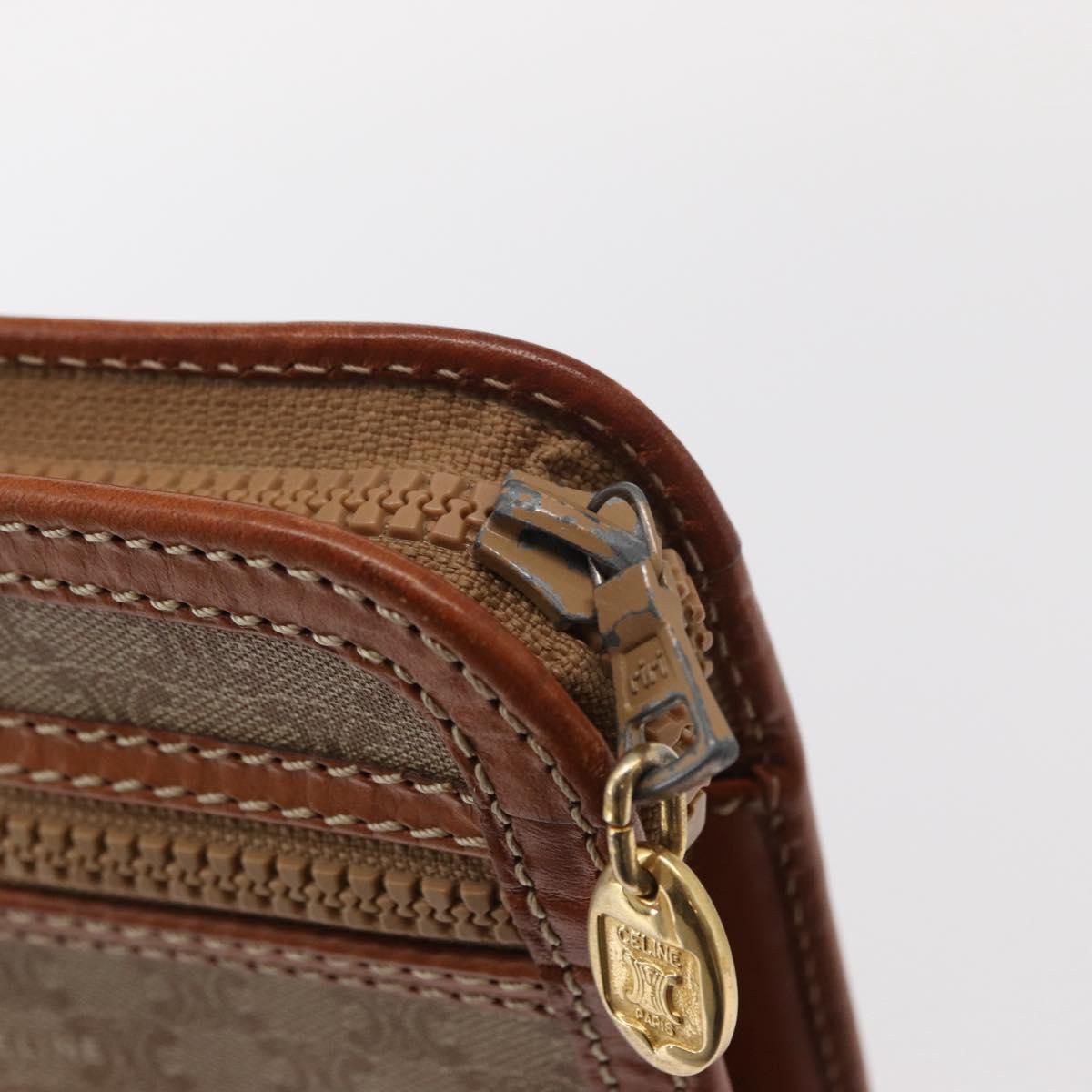 CELINE Macadam Canvas Clutch Bag PVC Beige Gold Auth am9703