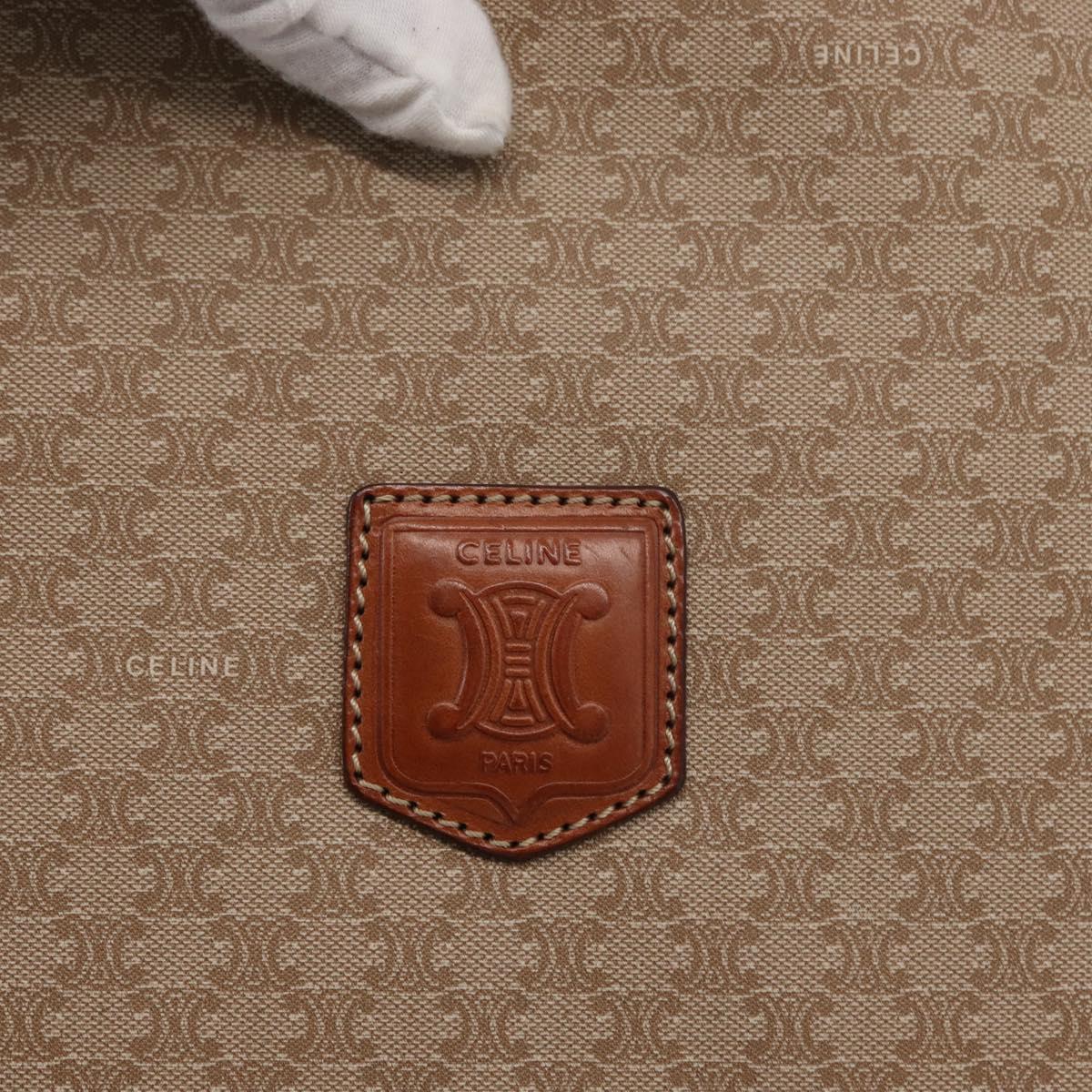 CELINE Macadam Canvas Clutch Bag PVC Beige Gold Auth am9703