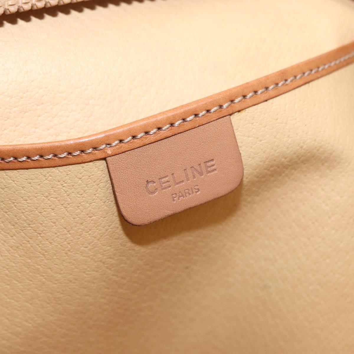 CELINE Macadam Canvas Clutch Bag PVC Beige Gold Auth am9703