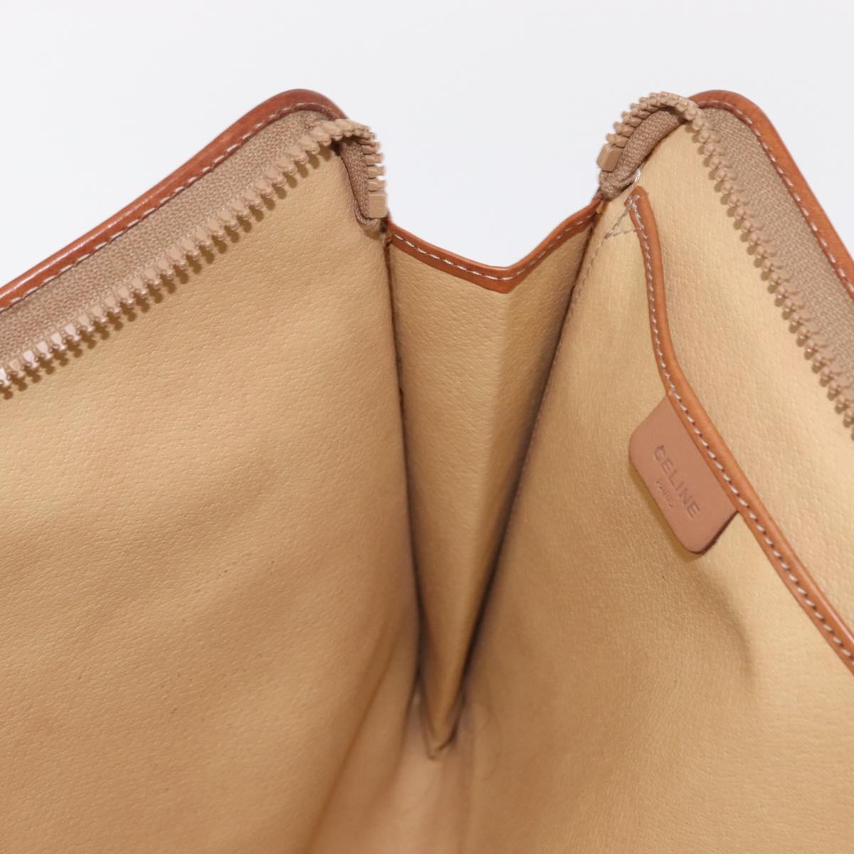 CELINE Macadam Canvas Clutch Bag PVC Beige Gold Auth am9703