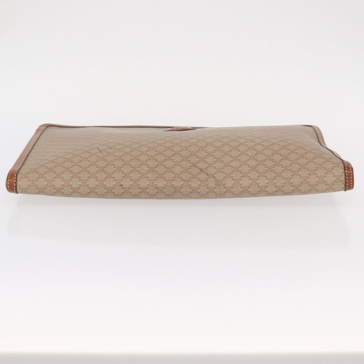 CELINE Macadam Canvas Clutch Bag PVC Beige Gold Auth am9703