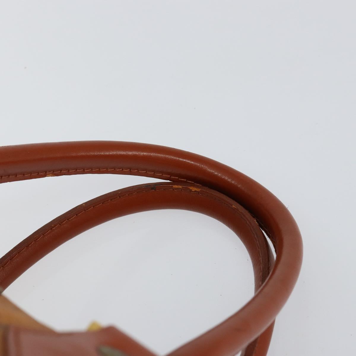 MCM Logogram Vicetos Boston Bag PVC Leather Brown Gold Auth am9704