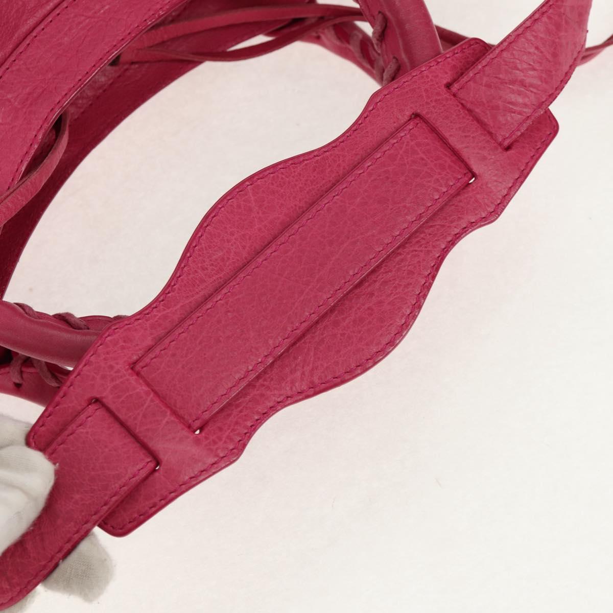 BALENCIAGA City Hand Bag Leather 2way Pink Silver 115748 Auth am9705V