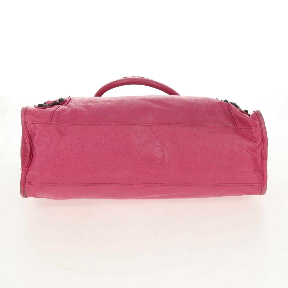 BALENCIAGA City Hand Bag Leather 2way Pink Silver 115748 Auth am9705V