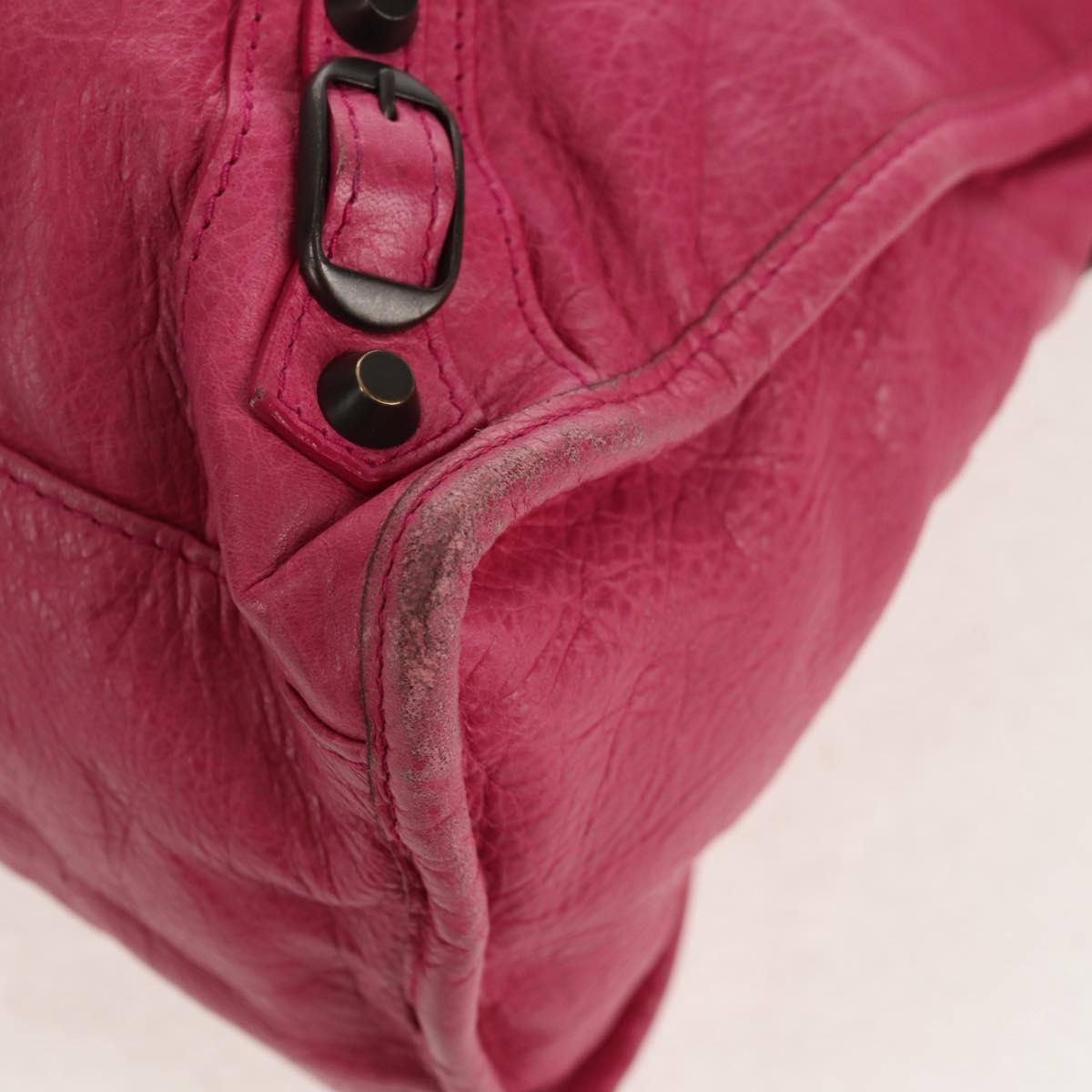 BALENCIAGA City Hand Bag Leather 2way Pink Silver 115748 Auth am9705V