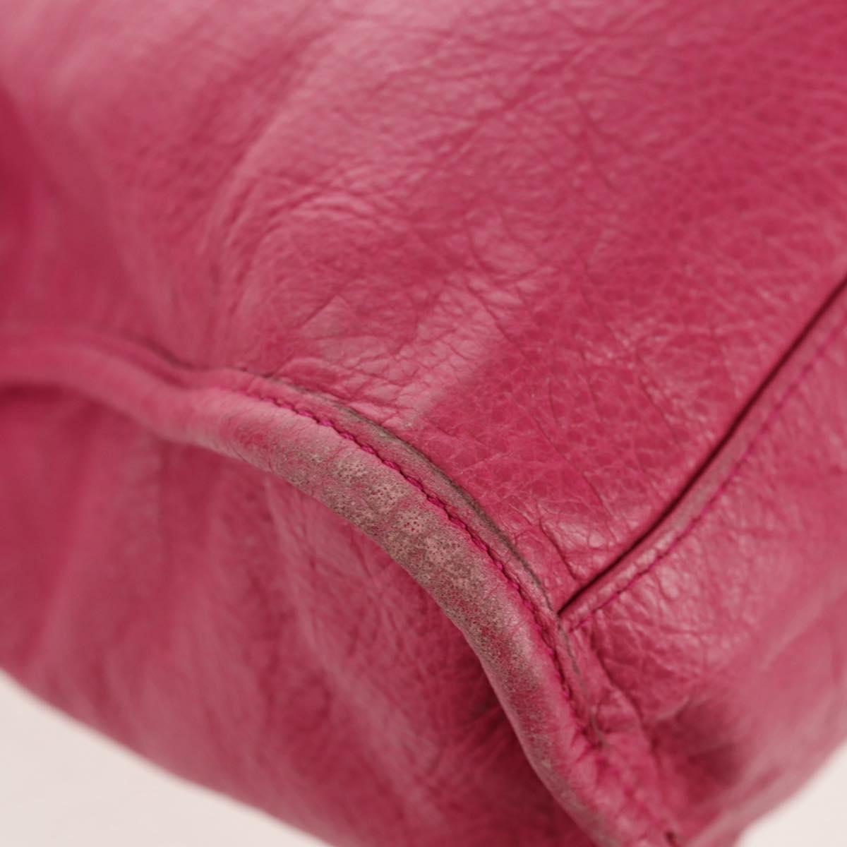 BALENCIAGA City Hand Bag Leather 2way Pink Silver 115748 Auth am9705V