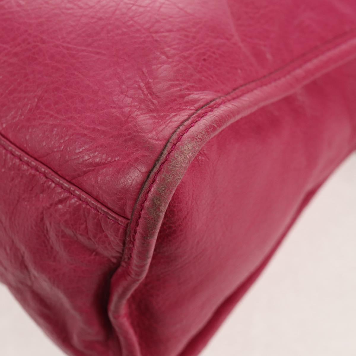 BALENCIAGA City Hand Bag Leather 2way Pink Silver 115748 Auth am9705V