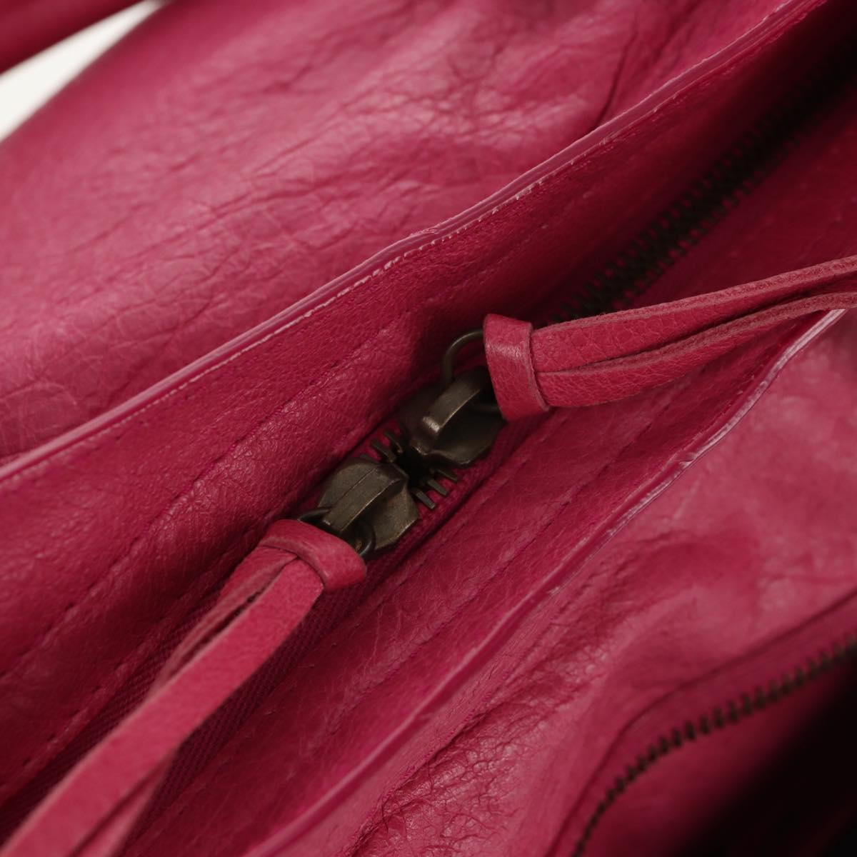 BALENCIAGA City Hand Bag Leather 2way Pink Silver 115748 Auth am9705V