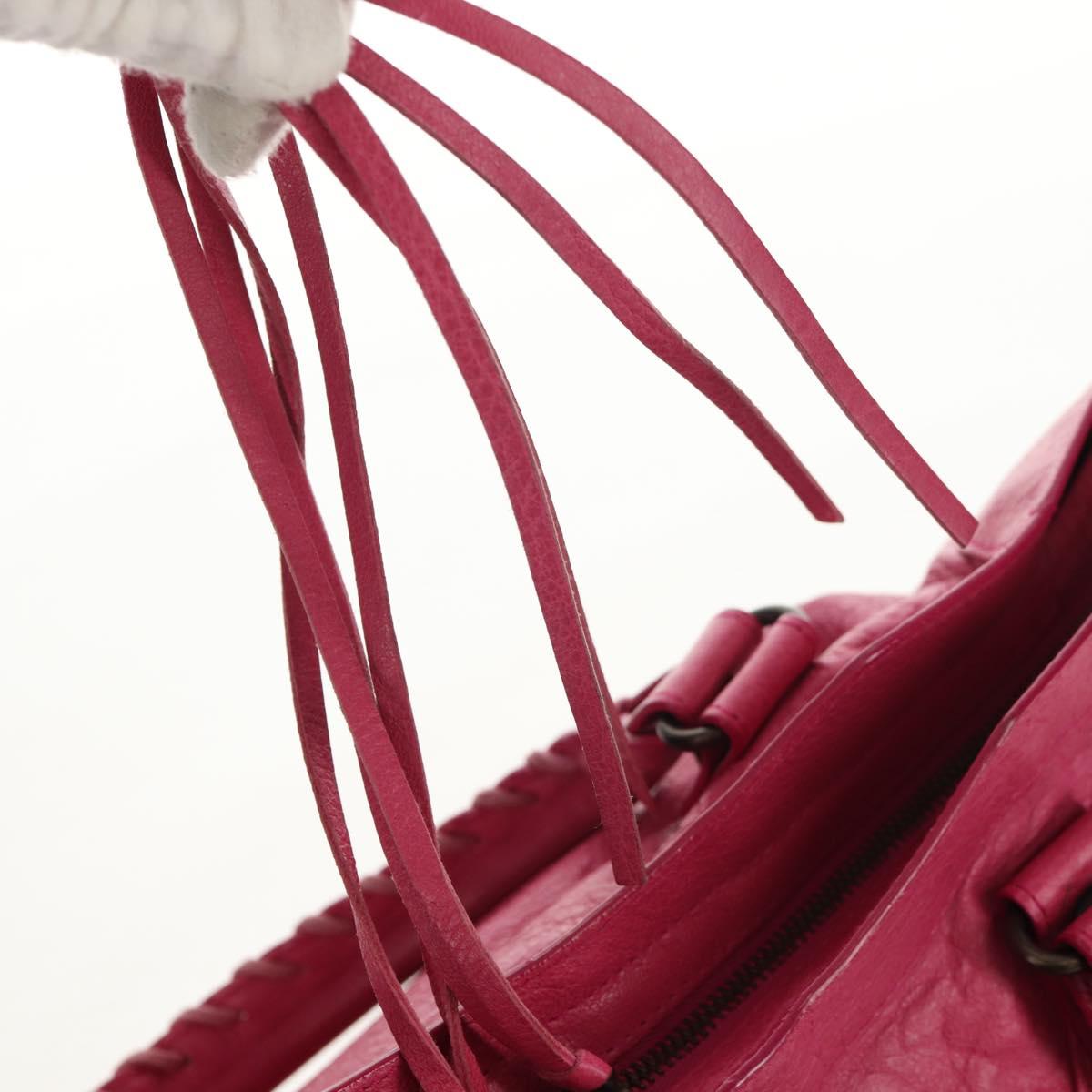 BALENCIAGA City Hand Bag Leather 2way Pink Silver 115748 Auth am9705V