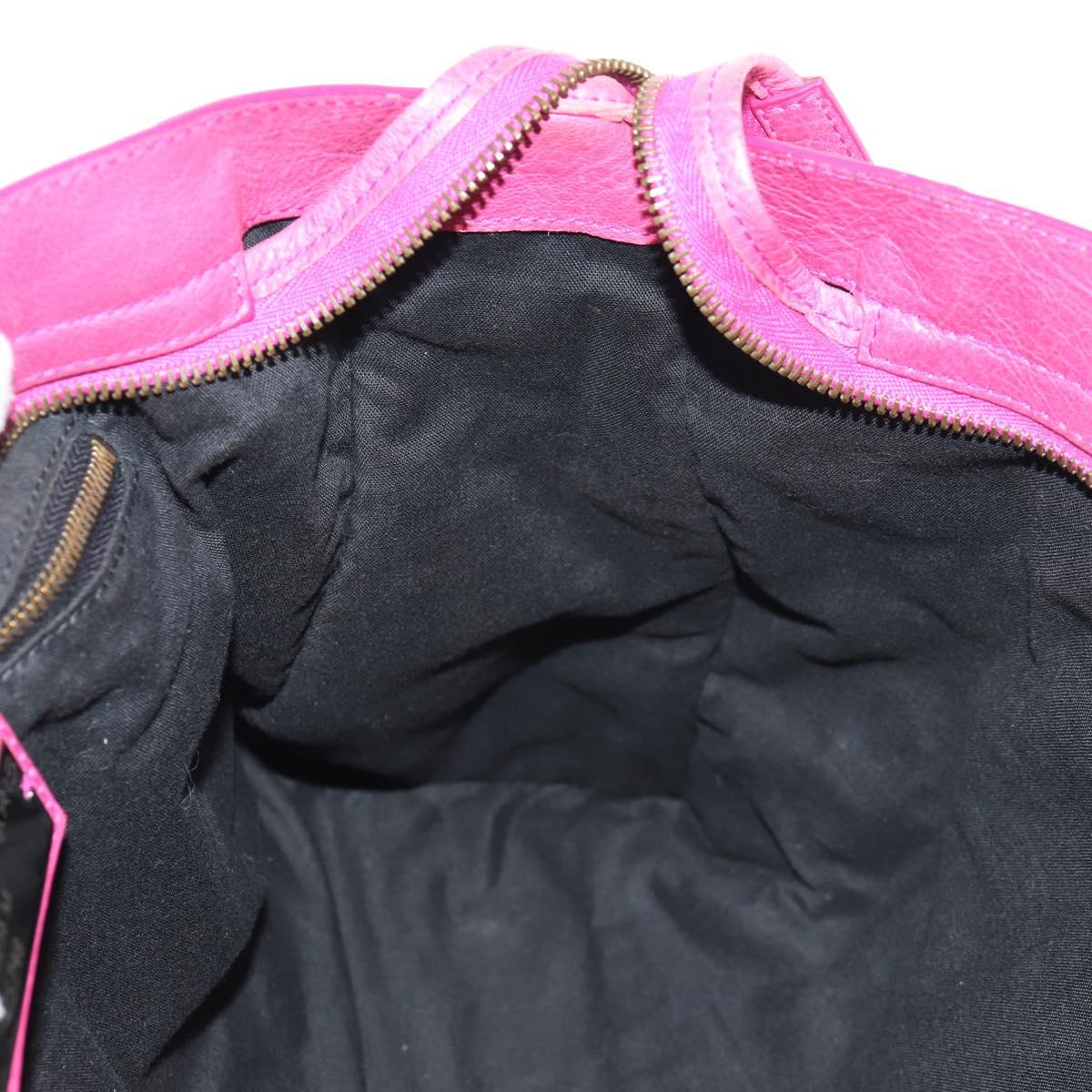 BALENCIAGA City Hand Bag Leather 2way Pink Silver 115748 Auth am9705V