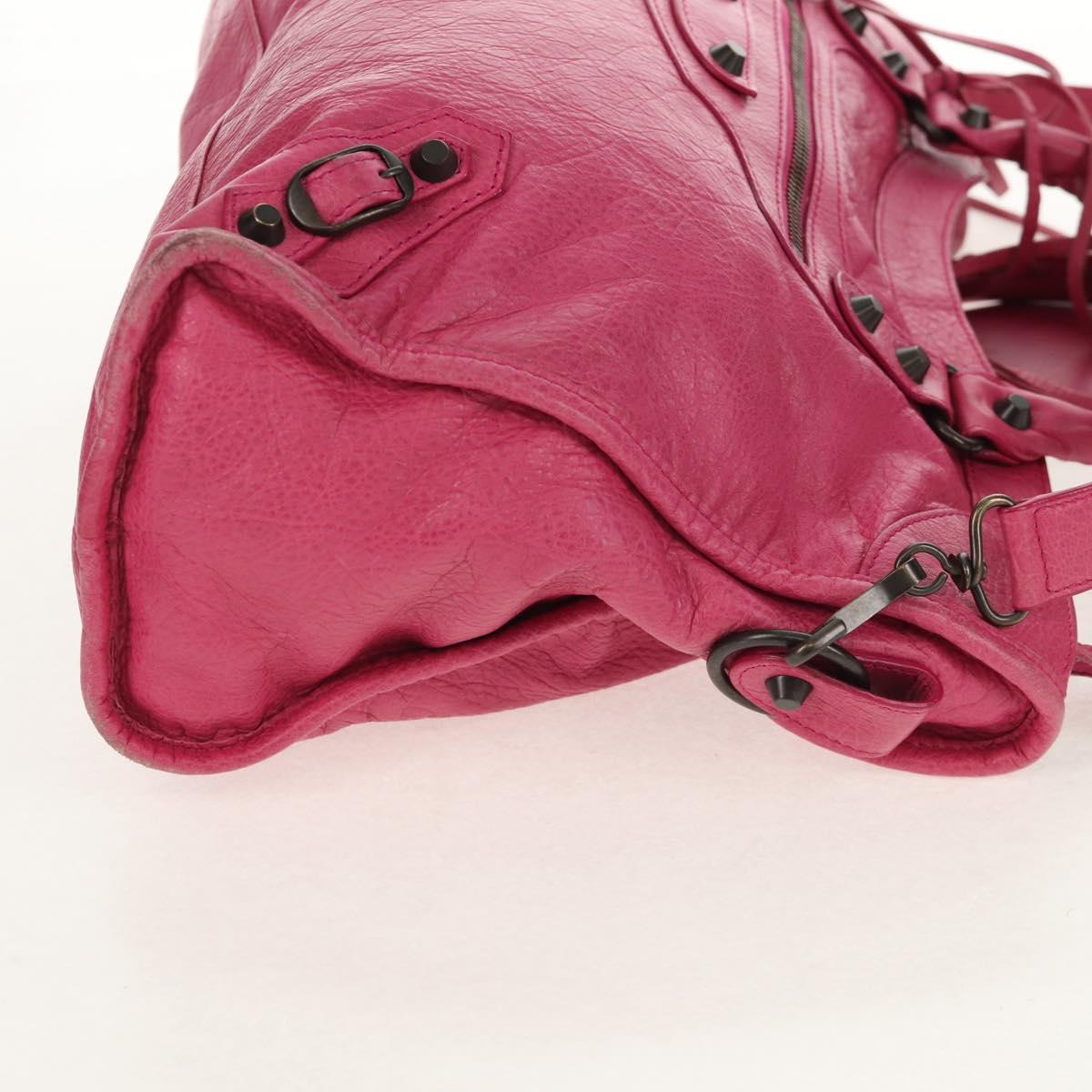 BALENCIAGA City Hand Bag Leather 2way Pink Silver 115748 Auth am9705V