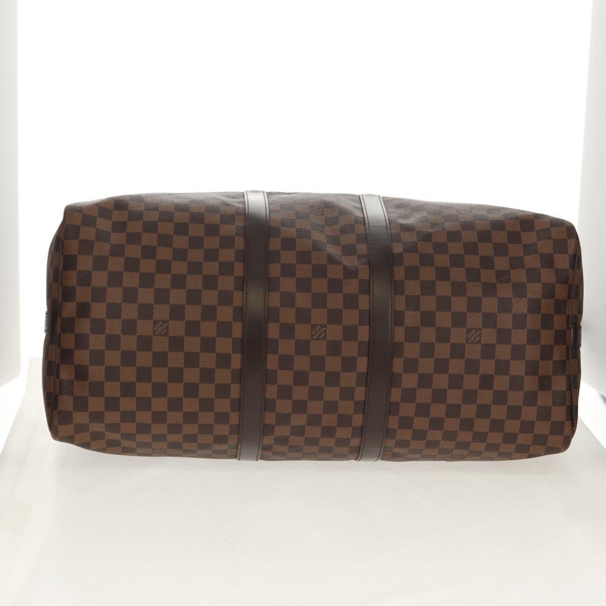 LOUIS VUITTON Damier Ebene Keepall Bandouliere 55 Boston Bag N41414 Auth am9712V