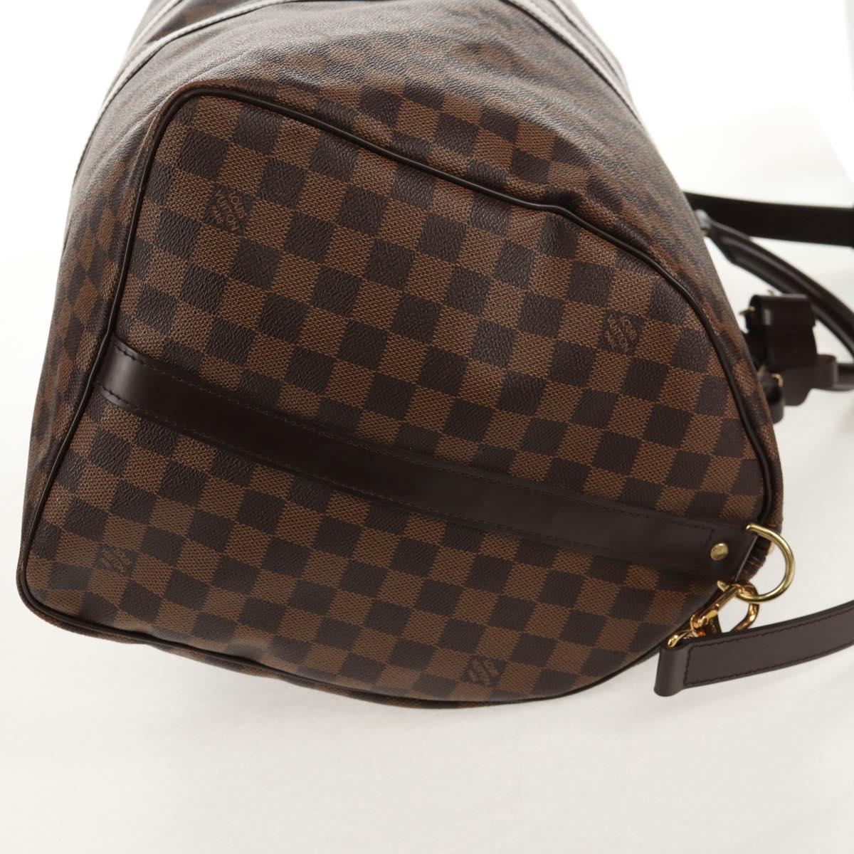 LOUIS VUITTON Damier Ebene Keepall Bandouliere 55 Boston Bag N41414 Auth am9712V