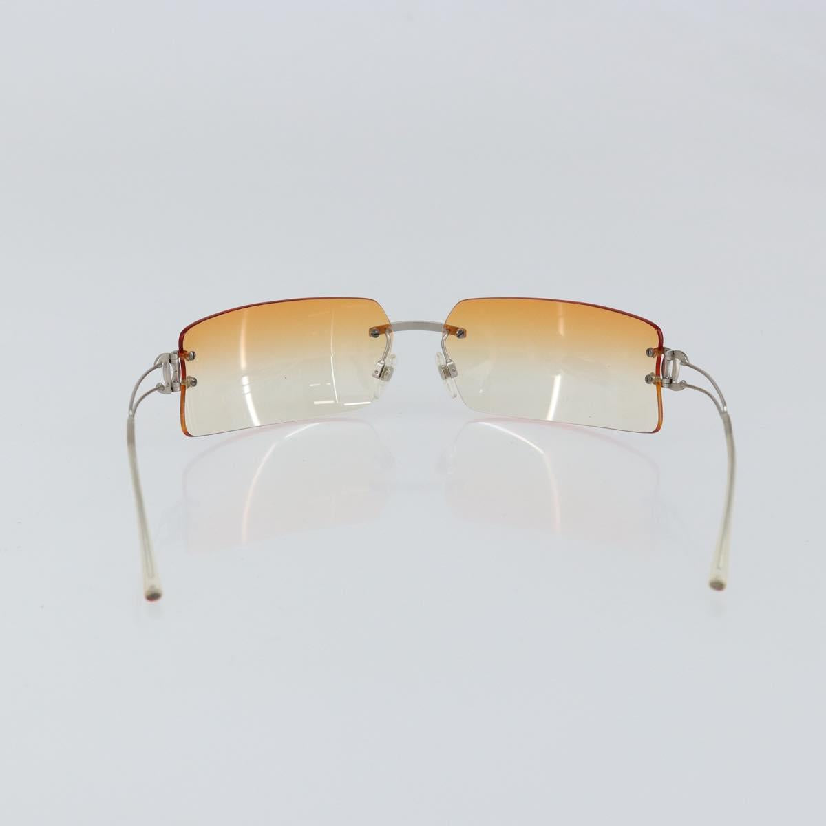 CHANEL COCO Mark Sunglasses metal Silver CC Auth am9715