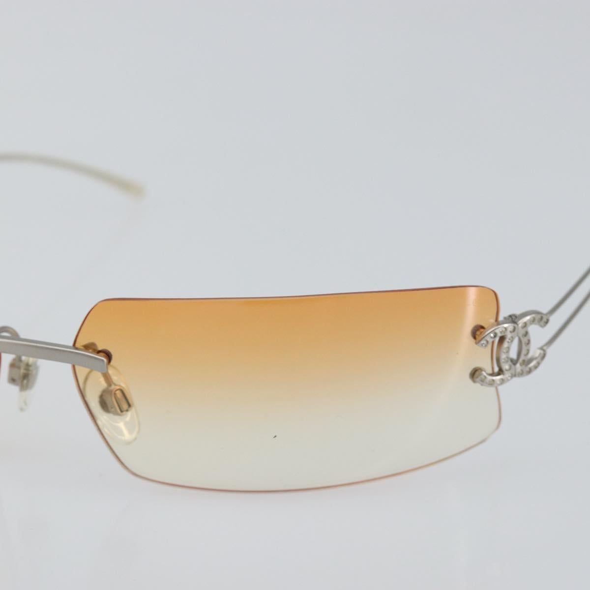 CHANEL COCO Mark Sunglasses metal Silver CC Auth am9715