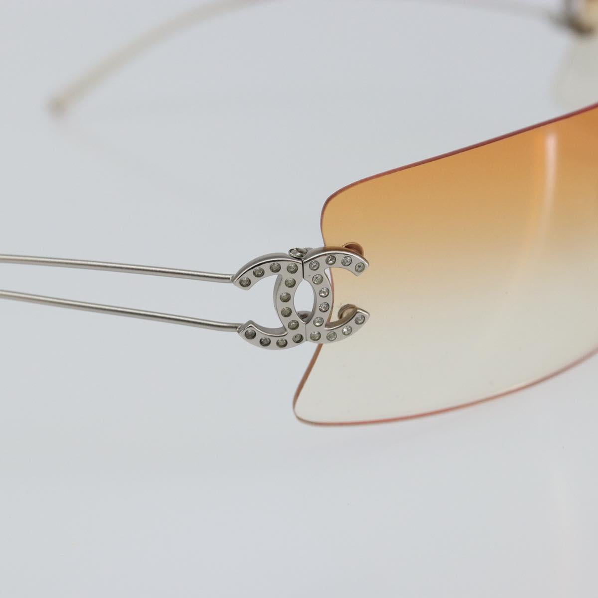 CHANEL COCO Mark Sunglasses metal Silver CC Auth am9715