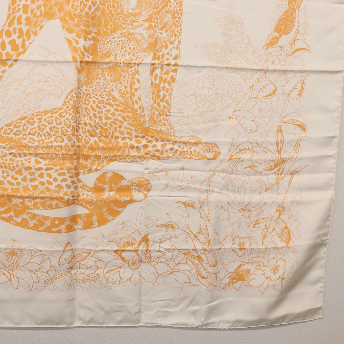 HERMES Carre 90 Scarf Silk ”JUNGLE LOVE” Orange Auth am9719