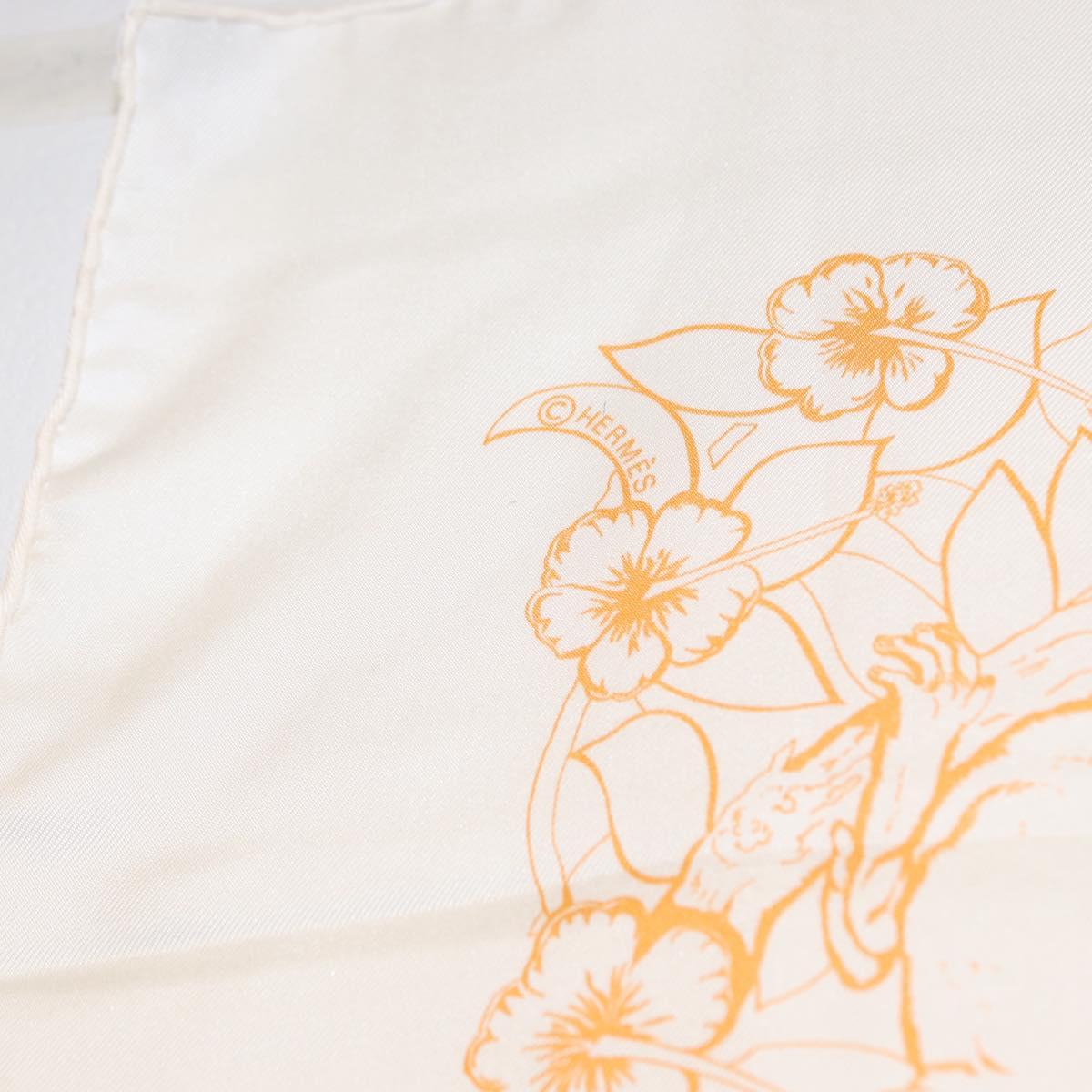HERMES Carre 90 Scarf Silk ”JUNGLE LOVE” Orange Auth am9719