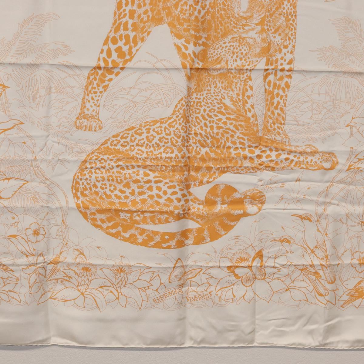 HERMES Carre 90 Scarf Silk ”JUNGLE LOVE” Orange Auth am9719