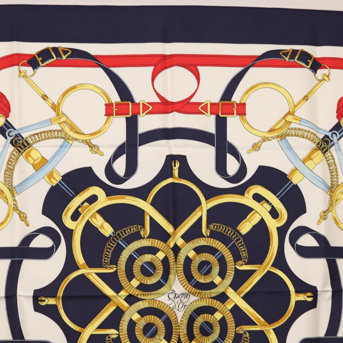 HERMES Carre 90 Scarf Silk ”Eperon d'Or” Navy Auth am9720
