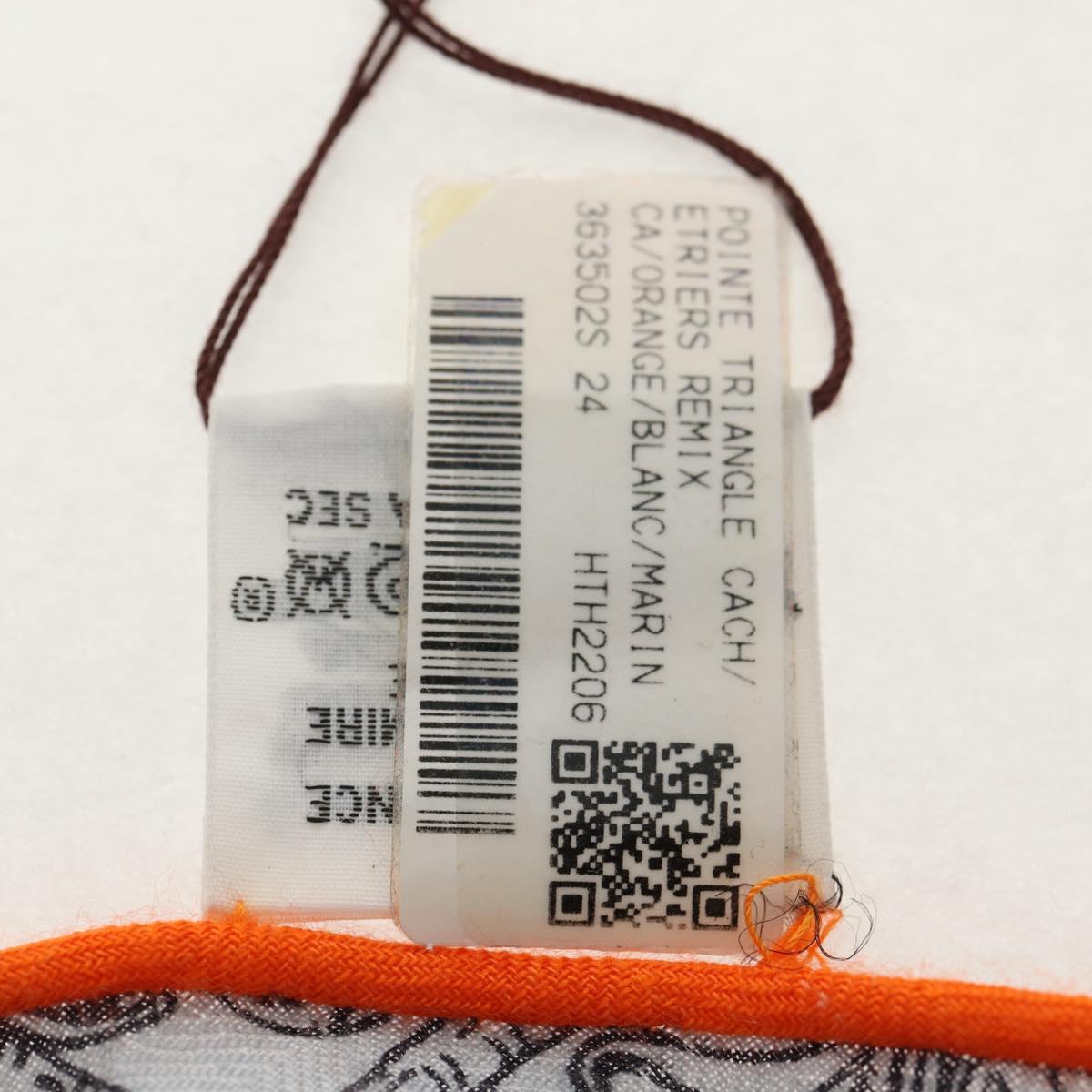 HERMES ETRIERS Triangle Geant Scarf Cashmere Orange Auth am9721M