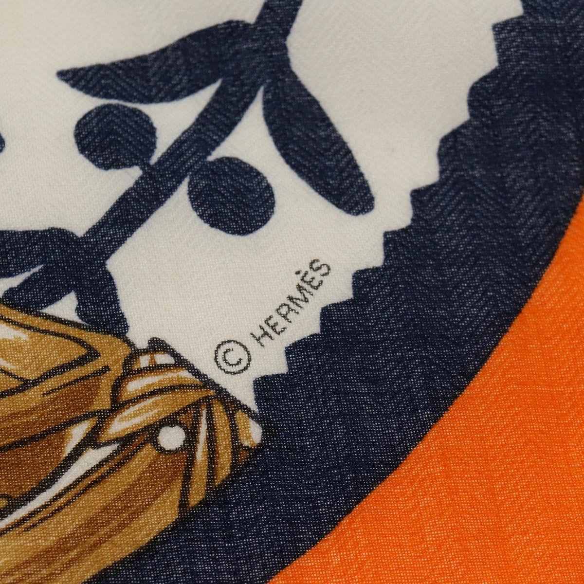 HERMES ETRIERS Triangle Geant Scarf Cashmere Orange Auth am9721M