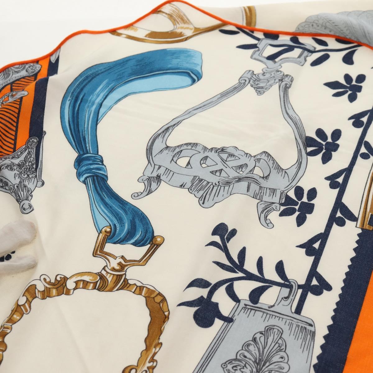 HERMES ETRIERS Triangle Geant Scarf Cashmere Orange Auth am9721M