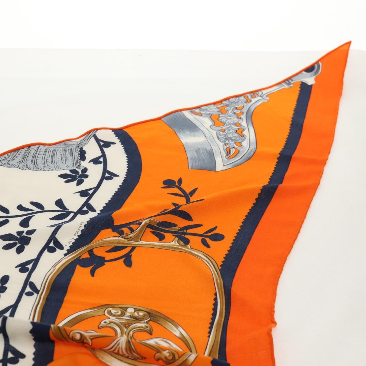 HERMES ETRIERS Triangle Geant Scarf Cashmere Orange Auth am9721M