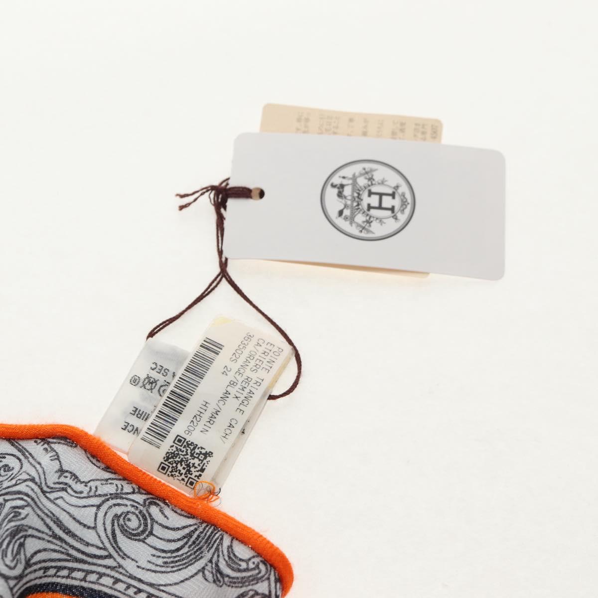 HERMES ETRIERS Triangle Geant Scarf Cashmere Orange Auth am9721M