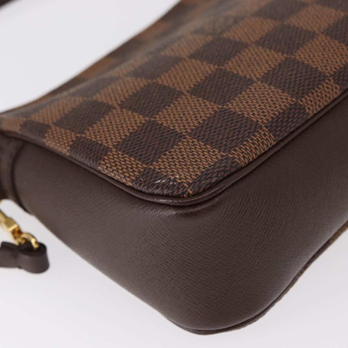 LOUIS VUITTON Damier Ebene Trousse Makeup Pouch N51982 LV Auth am9742V