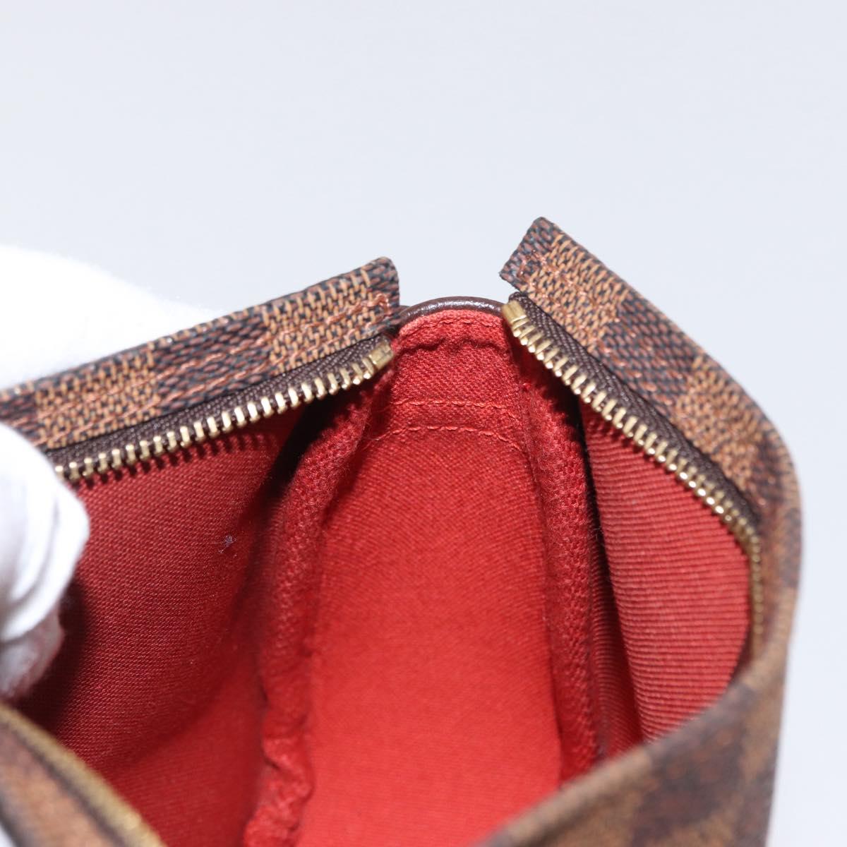 LOUIS VUITTON Damier Ebene Trousse Makeup Pouch N51982 LV Auth am9742V