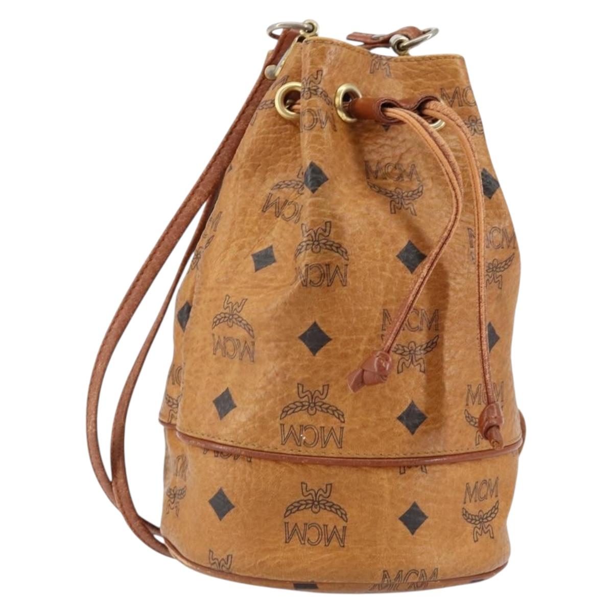 MCM Logogram Vicetos Shoulder Bag PVC Leather Brown Gold Auth am9743