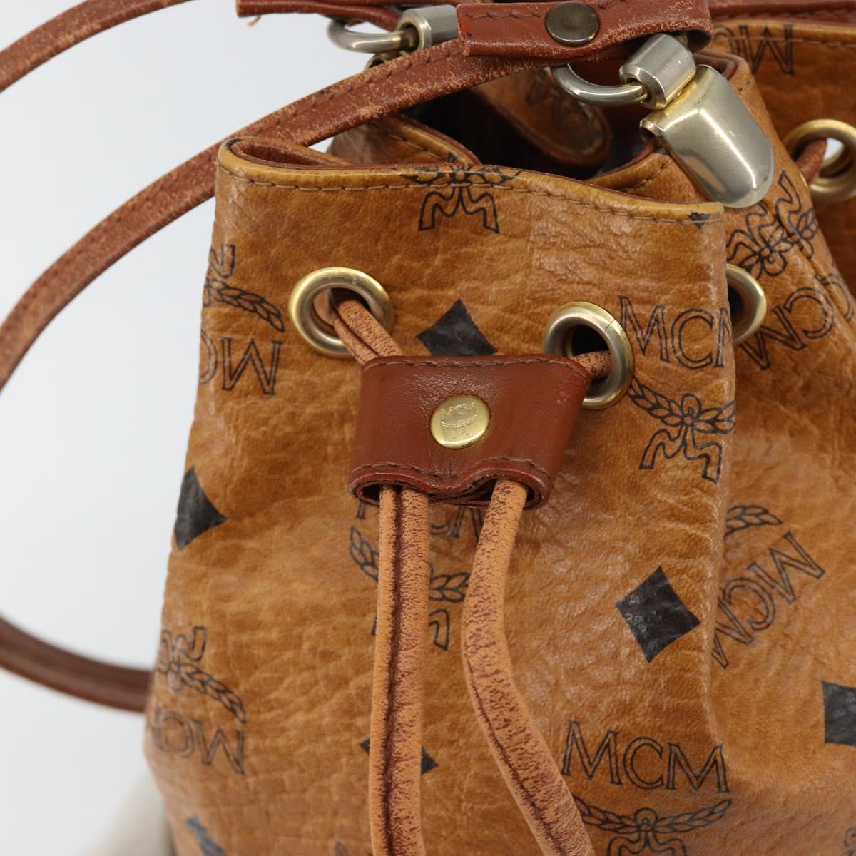 MCM Logogram Vicetos Shoulder Bag PVC Leather Brown Gold Auth am9743