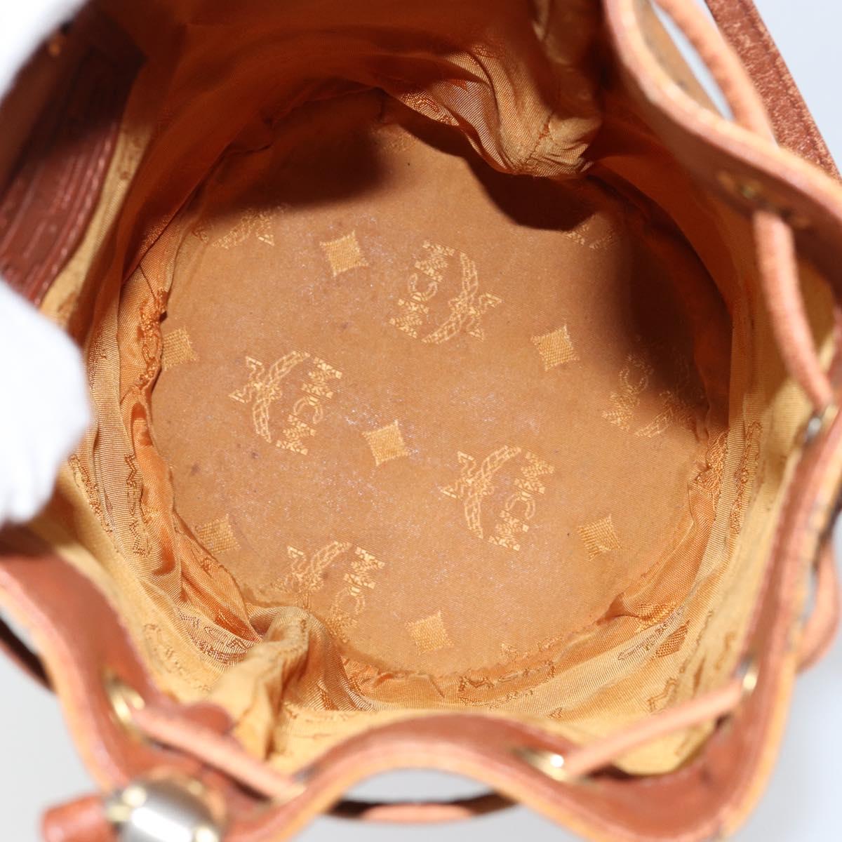 MCM Logogram Vicetos Shoulder Bag PVC Leather Brown Gold Auth am9743