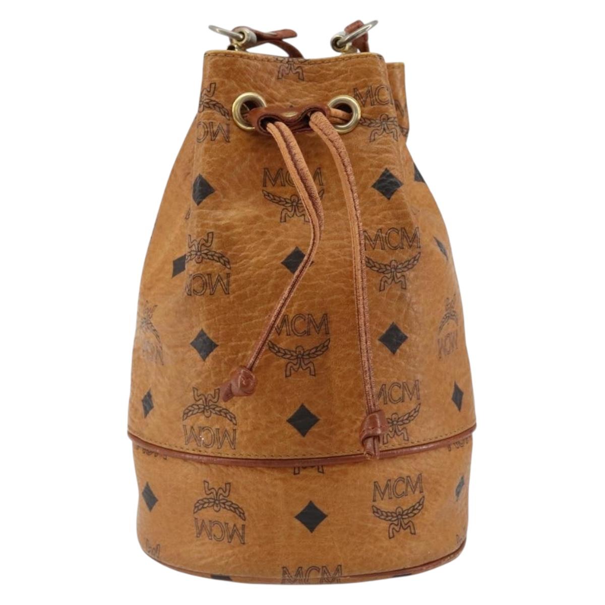 MCM Logogram Vicetos Shoulder Bag PVC Leather Brown Gold Auth am9743