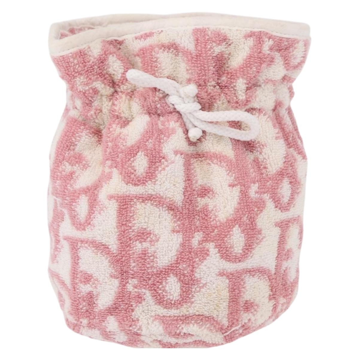 Christian Dior Trotter Canvas Pouch Pile Pink Auth am9744