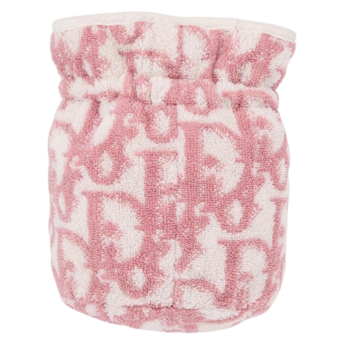 Christian Dior Trotter Canvas Pouch Pile Pink Auth am9744