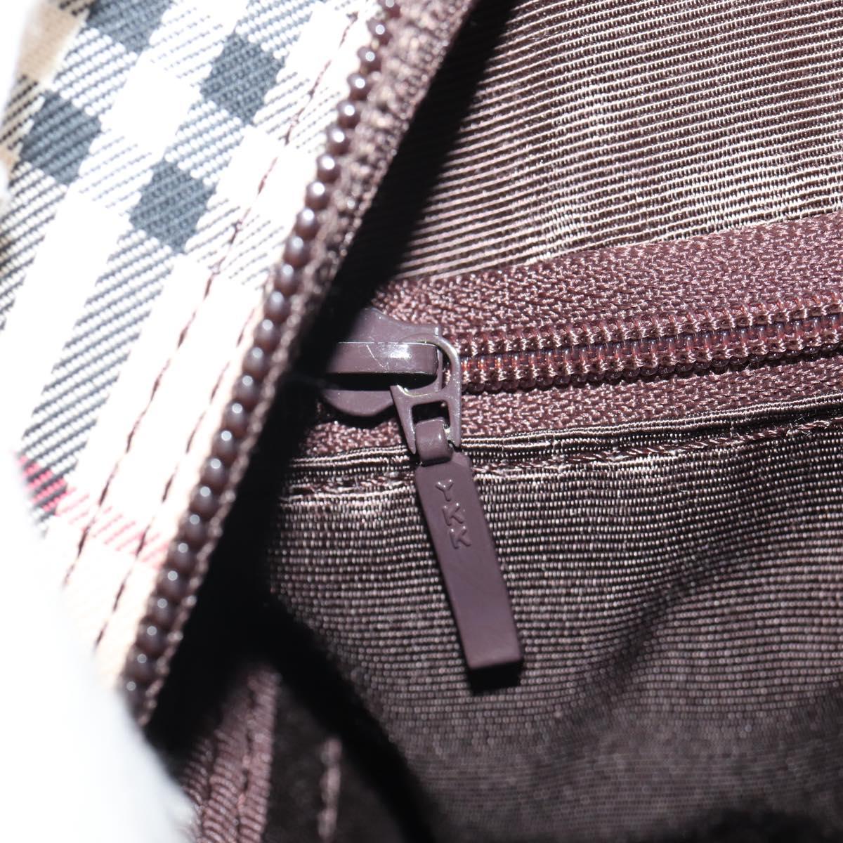 BURBERRY Nova Check Boston Bag Canvas Beige Silver Auth am9746A