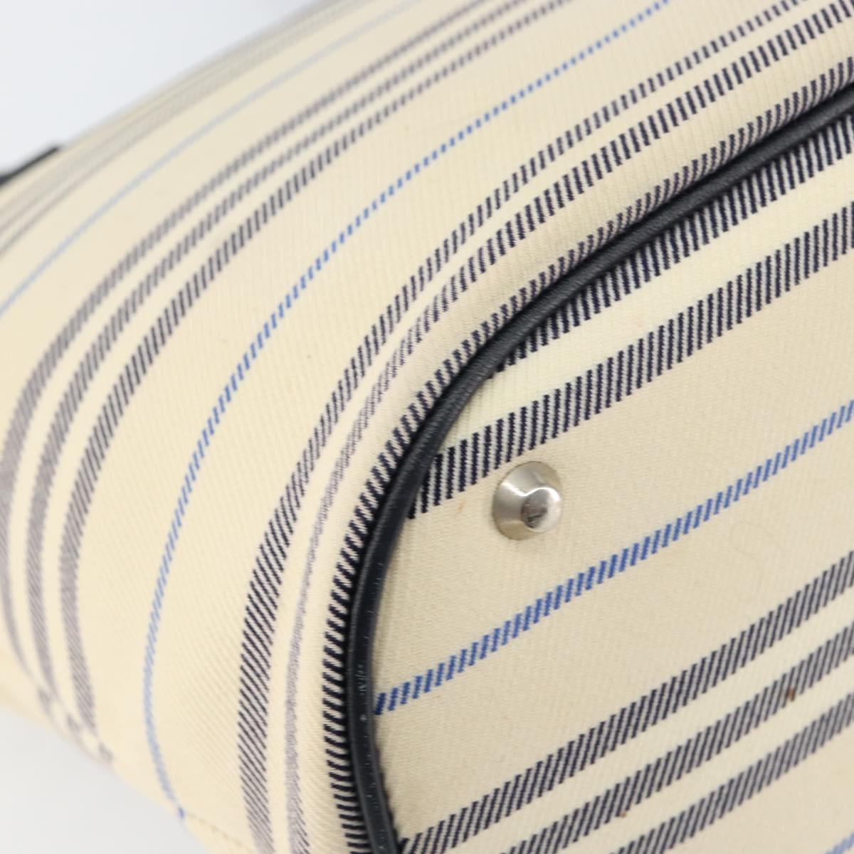 BURBERRY Tote Bag Canvas Ivory Silver Auth am9747