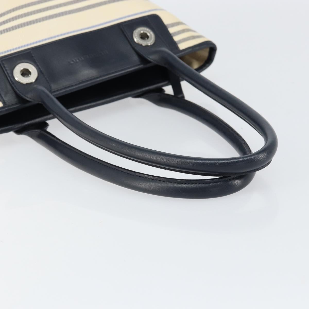 BURBERRY Tote Bag Canvas Ivory Silver Auth am9747