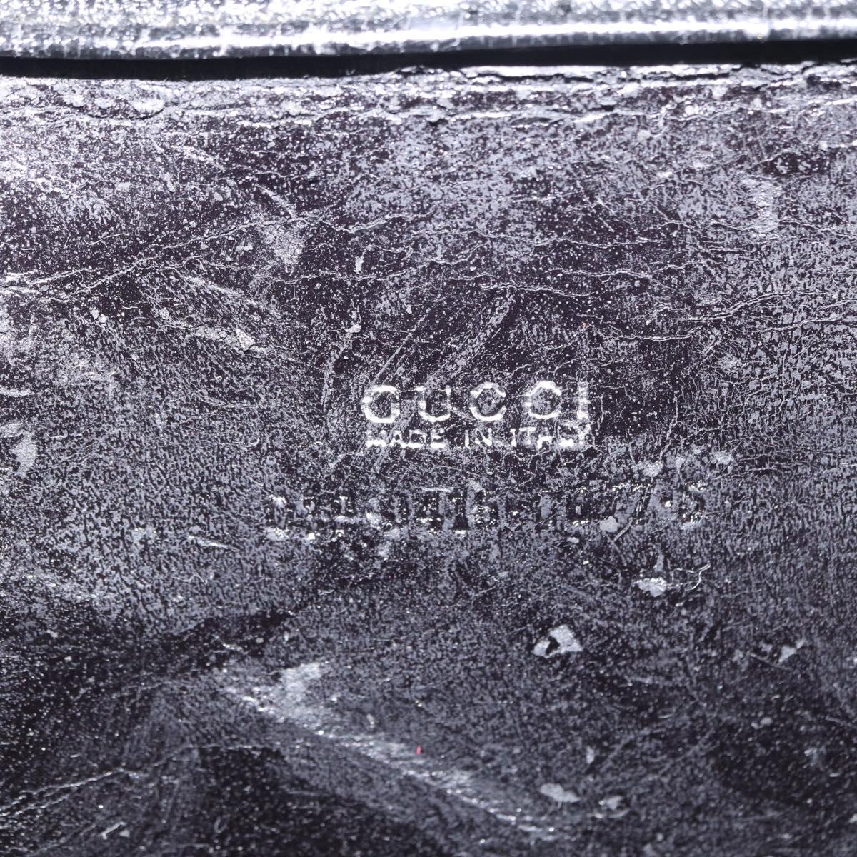 GUCCI Vanity Pouch Enamel Brown Silver Auth am9751