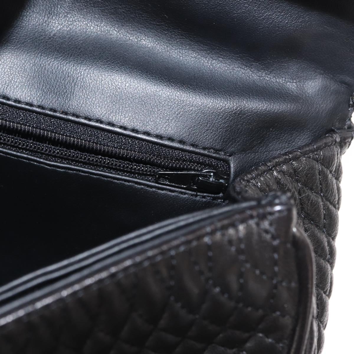 BALLY Chain Shoulder Bag Leather Black Gold Auth am9754